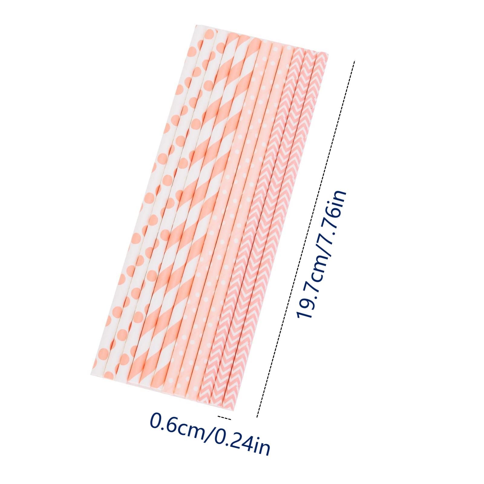 50pcs Pink Paper Straws Disposable Drinking Straws for Party Events