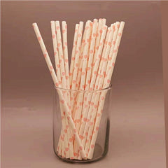 50pcs Pink Paper Straws Disposable Drinking Straws for Party Events