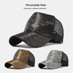 Mesh Letter Iron Tower Print Baseball Cap