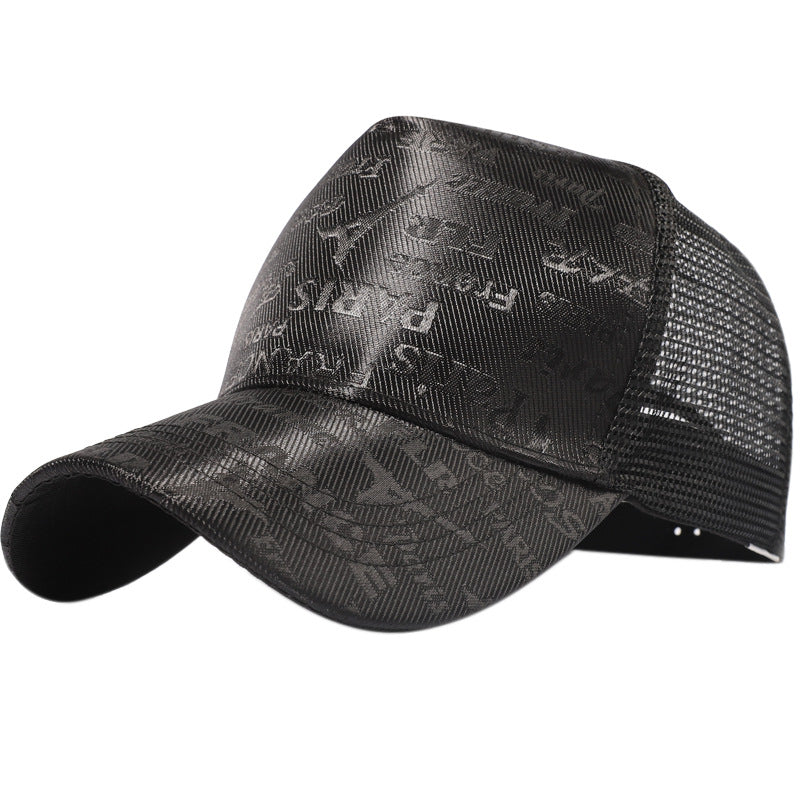 Mesh Letter Iron Tower Print Baseball Cap