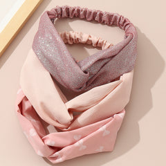 3pcs Pink Bow Headwear Sequin Solid Cross Shape Headband