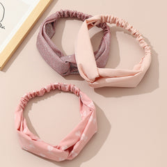 3pcs Pink Bow Headwear Sequin Solid Cross Shape Headband