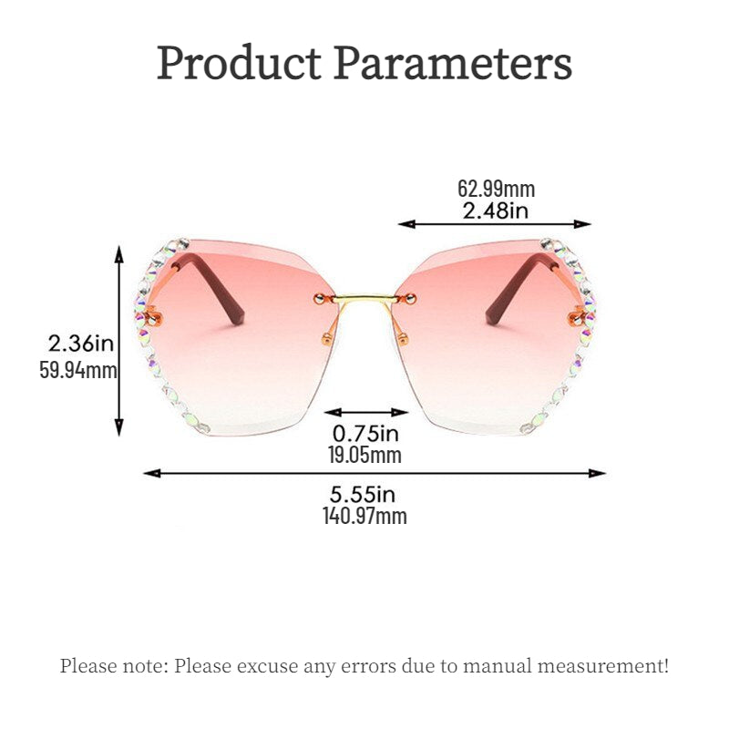 Rimless Rhinestone Gradient Sunglasses UV400