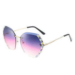 Rimless Rhinestone Gradient Sunglasses UV400