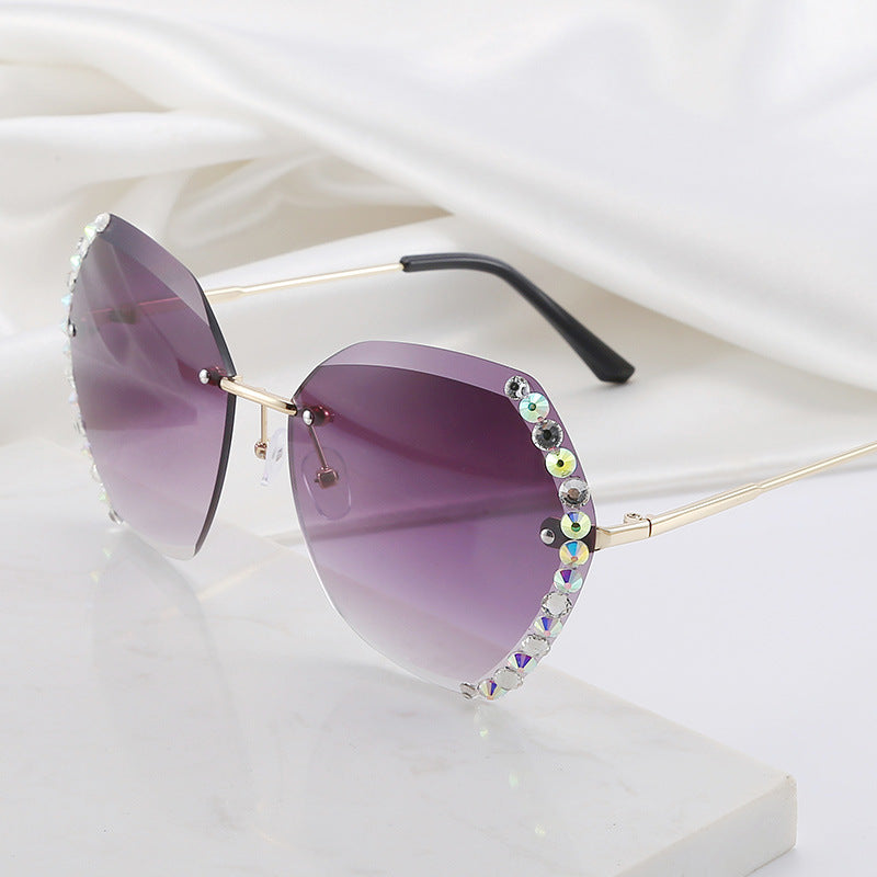 Rimless Rhinestone Gradient Sunglasses UV400