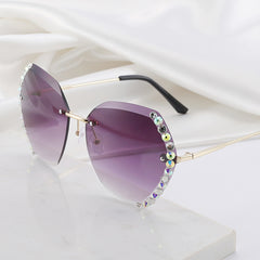 Rimless Rhinestone Gradient Sunglasses UV400