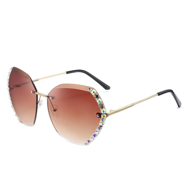 Rimless Rhinestone Gradient Sunglasses UV400