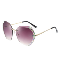 Rimless Rhinestone Gradient Sunglasses UV400