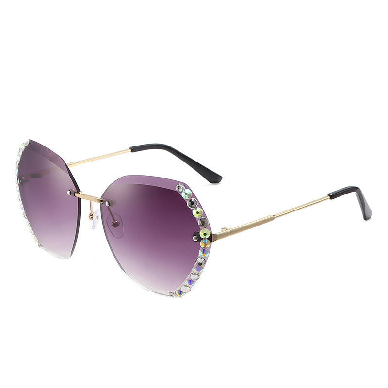 Rimless Rhinestone Gradient Sunglasses UV400