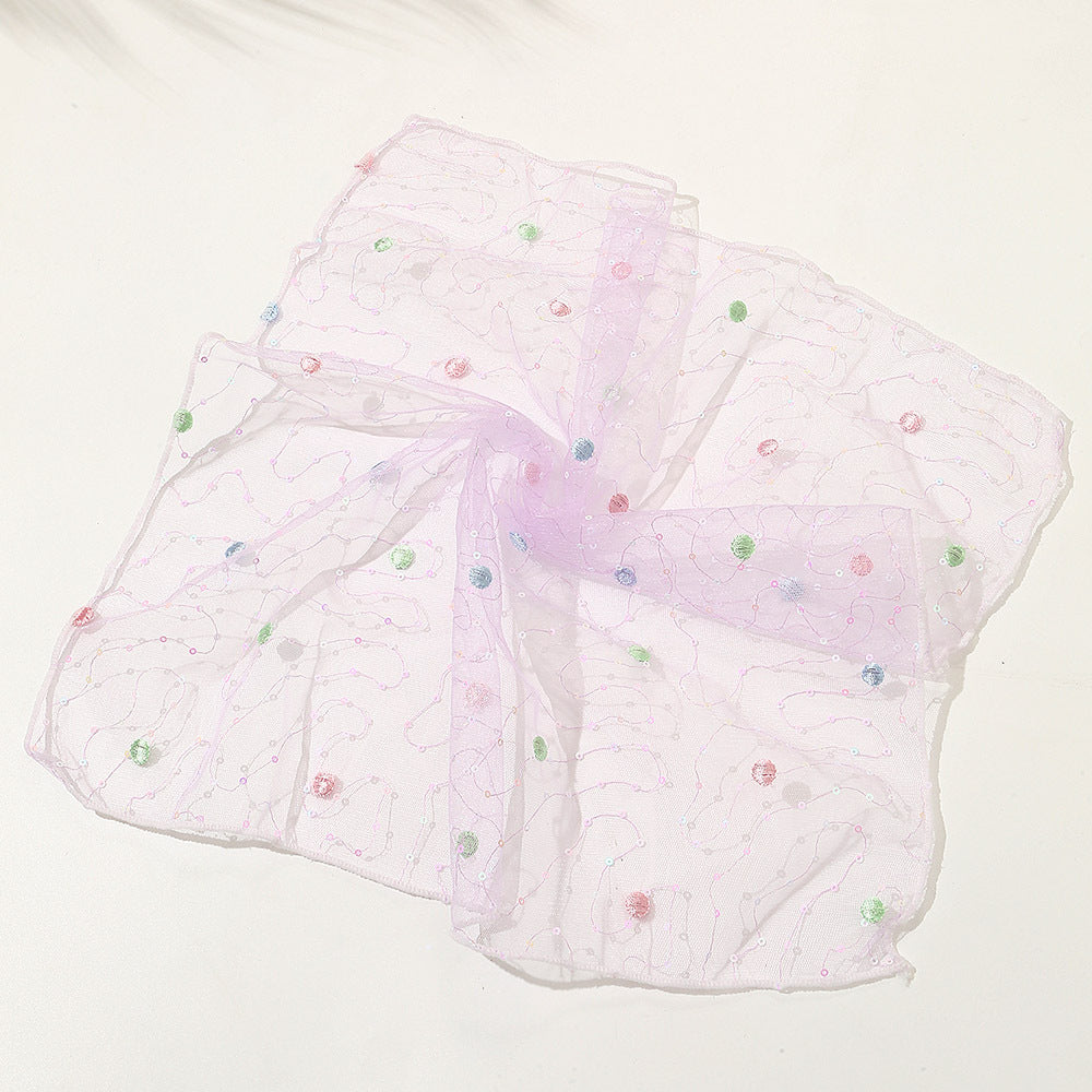 Purple Mesh Lace Bandana Square Scarf Women Hair Accessories