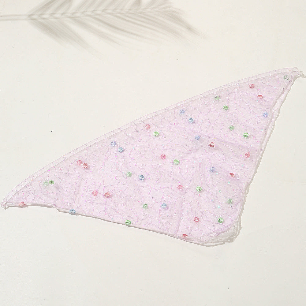 Purple Mesh Lace Bandana Square Scarf Women Hair Accessories