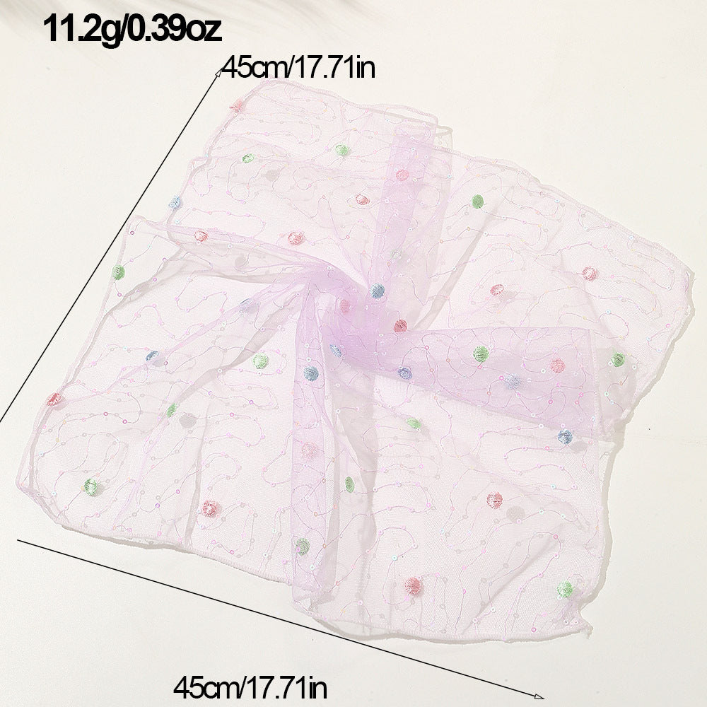 Purple Mesh Lace Bandana Square Scarf Women Hair Accessories