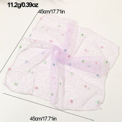 Purple Mesh Lace Bandana Square Scarf Women Hair Accessories