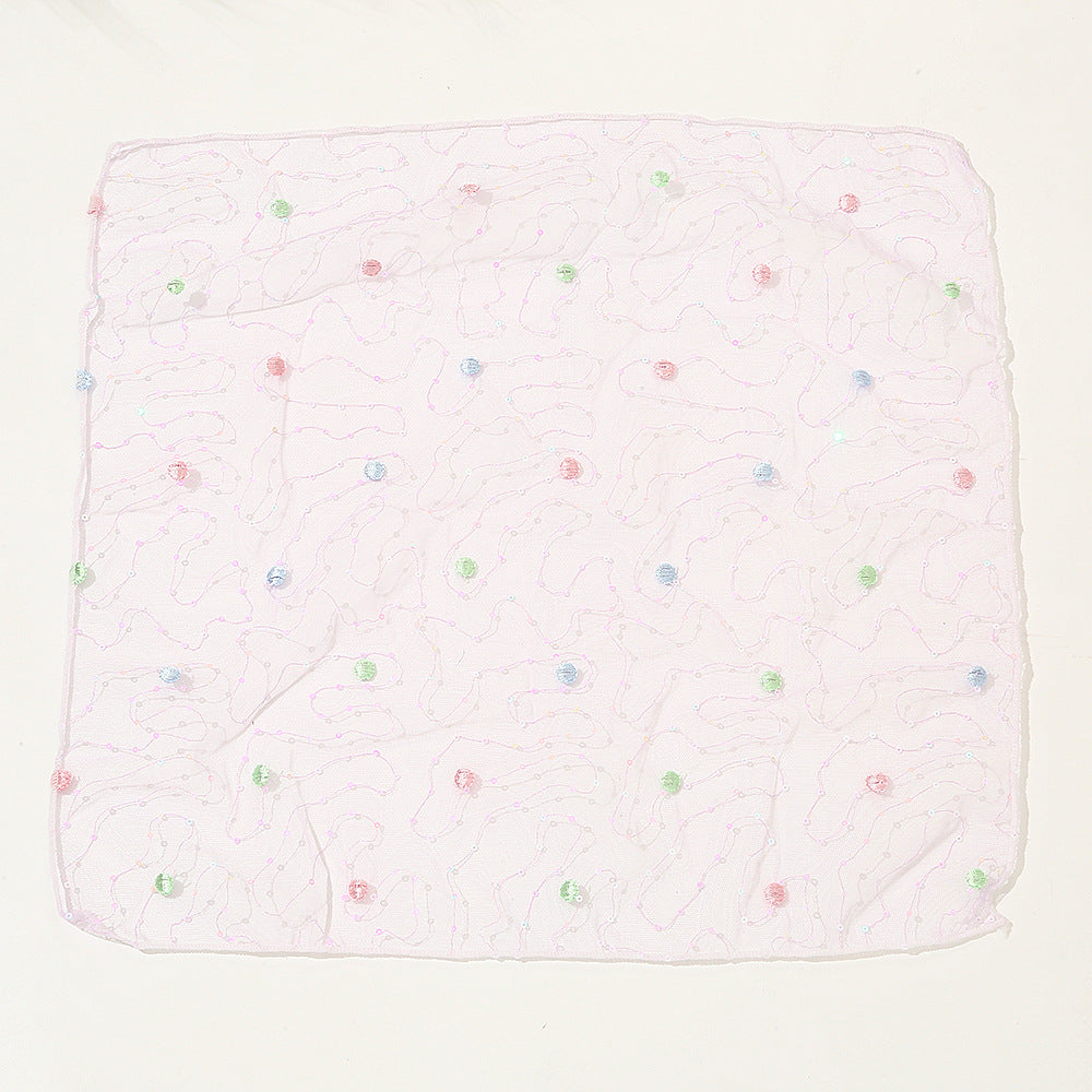 Purple Mesh Lace Bandana Square Scarf Women Hair Accessories