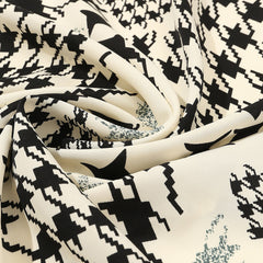 Vintage Houndstooth Print Bandana Square Scarf Satin Neckerchief