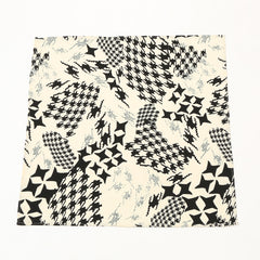 Vintage Houndstooth Print Bandana Square Scarf Satin Neckerchief