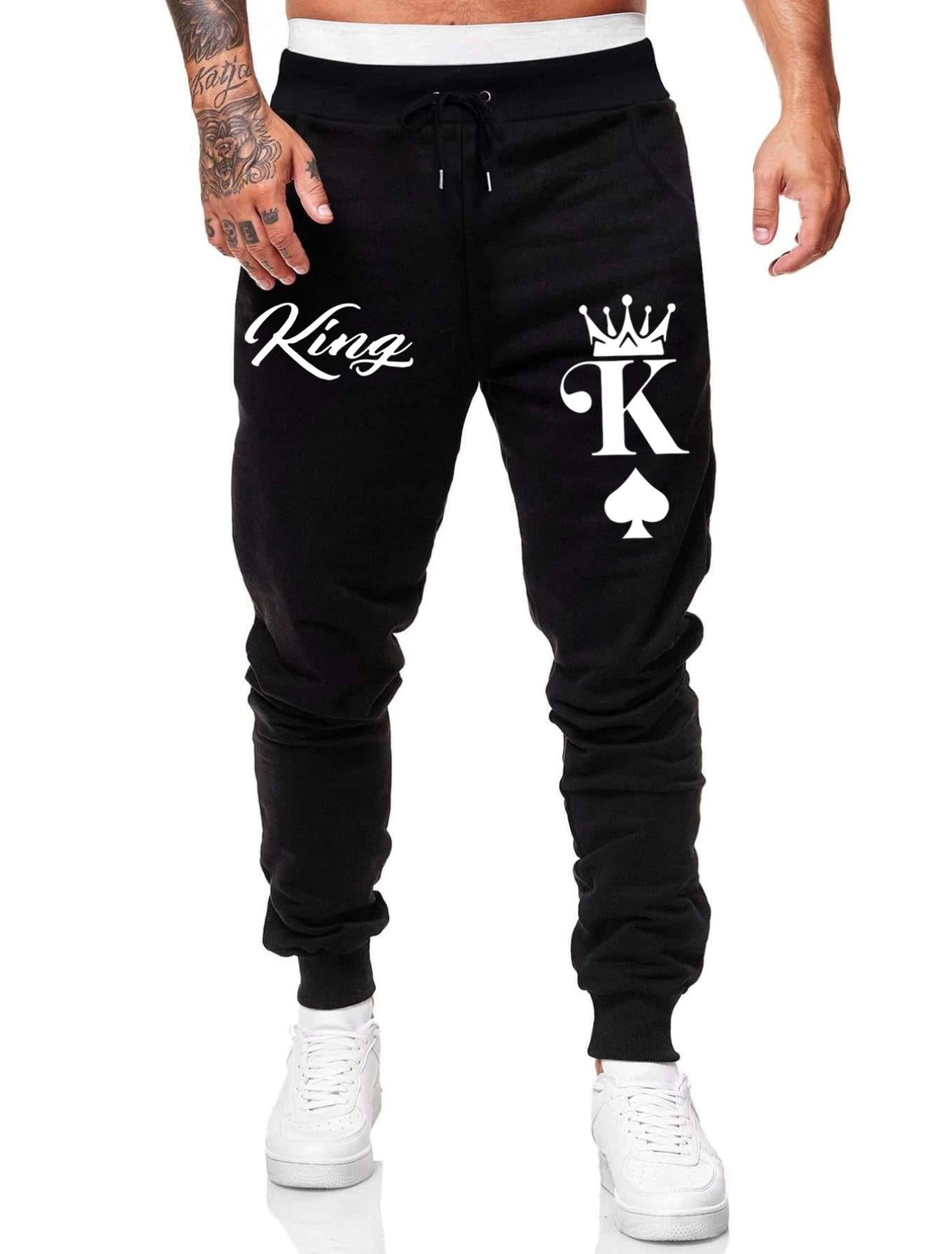 Men's Crown Print Drawstring Sweatpants