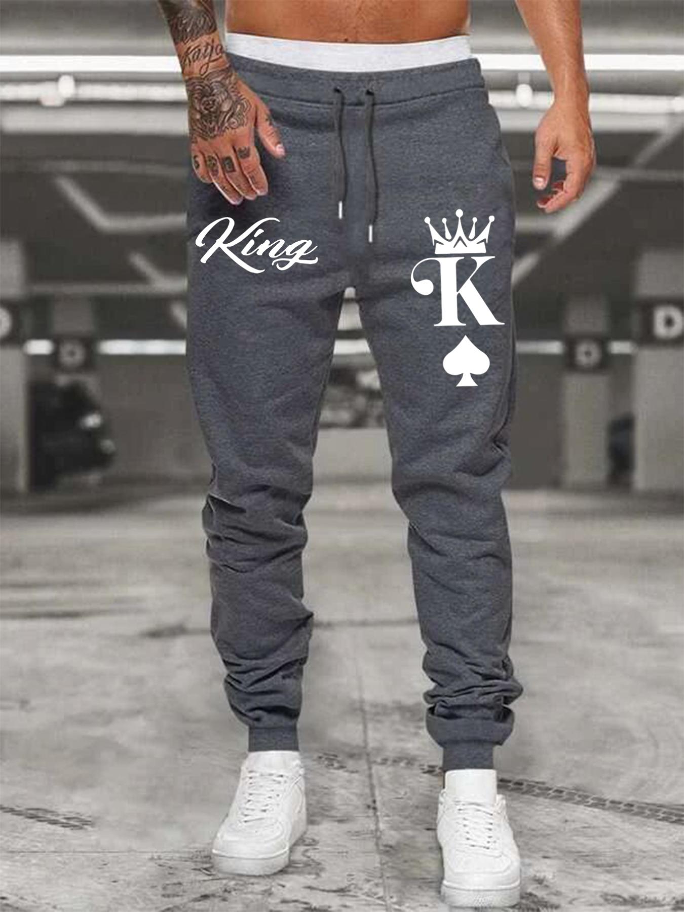 Men's Crown Print Drawstring Sweatpants