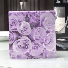 20pcs Purple Rose Printed Napkin Placemat for Events