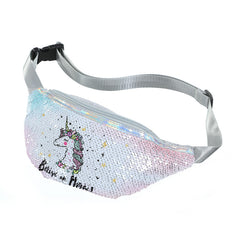 Kids Cartoon Unicorn Chest Bag Sequin Coin Purse Large Capacity Satchel