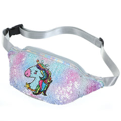Kids Cartoon Unicorn Chest Bag Sequin Coin Purse Large Capacity Satchel