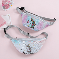 Kids Cartoon Unicorn Chest Bag Sequin Coin Purse Large Capacity Satchel
