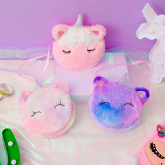 Kids Cartoon Plush Shoulder Bag & Coin Purse Set