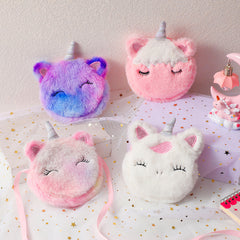 Kids Cartoon Plush Shoulder Bag & Coin Purse Set