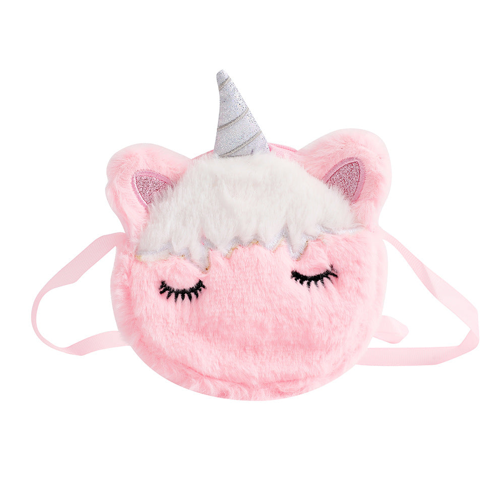 Kids Cartoon Plush Shoulder Bag & Coin Purse Set