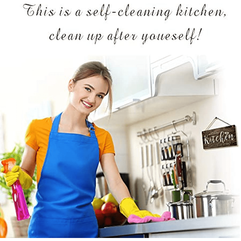 Vintage Kitchen Wall Art Sign - Self Cleaning Kitchen - Clean Up