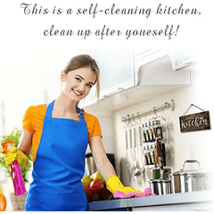 Vintage Kitchen Wall Art Sign - Self Cleaning Kitchen - Clean Up