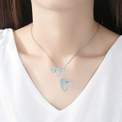 Mermaid Pendant Necklace Rhinestone Decor Fashionable Jewelry Accessories