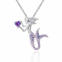 Mermaid Pendant Necklace Rhinestone Decor Fashionable Jewelry Accessories
