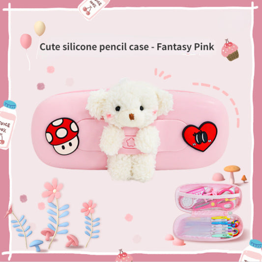 Cute Bear Plush Pencil Bag for School Kids