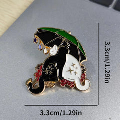 Cat & Cat Couple Kittens Pin Under Umbrella Brooches For Men