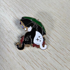 Cat & Cat Couple Kittens Pin Under Umbrella Brooches For Men
