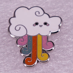 Cloud Sparkling Rainbow Rain Brooch Pin For Men