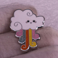 Cloud Sparkling Rainbow Rain Brooch Pin For Men