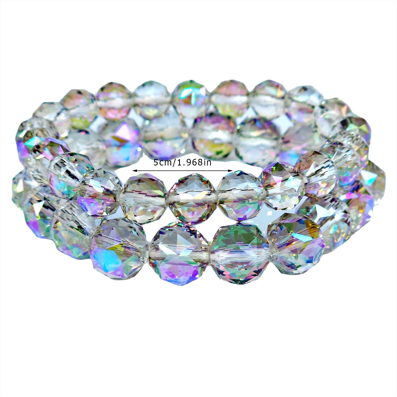 Faceted Crystal Ball Beaded Bracelet - Fashionable Jewelry for Girls