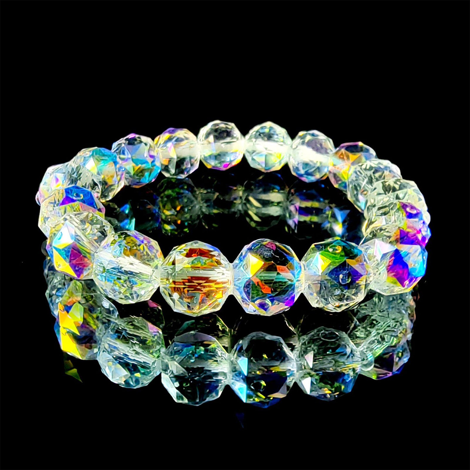 Faceted Crystal Ball Beaded Bracelet - Fashionable Jewelry for Girls