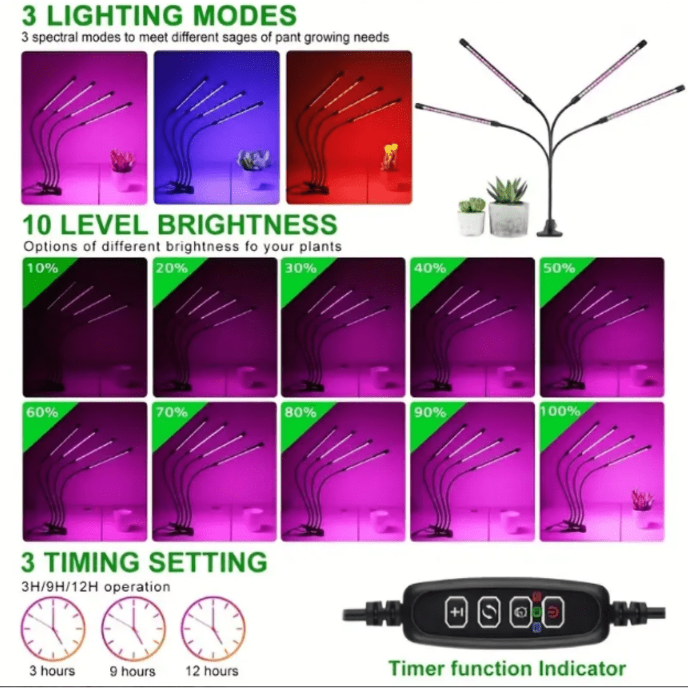 USB LED Plant Growth Light Full Spectrum Timing Dimming Switch