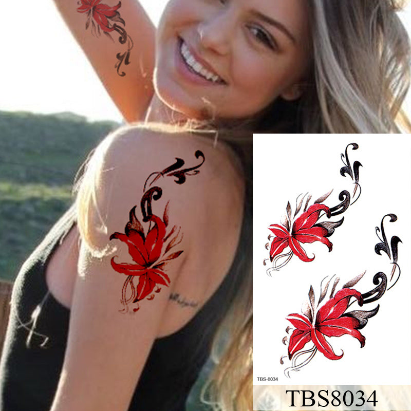 Female Temporary Tattoo Waterproof Sticker Rose Flower Butterfly Body Art