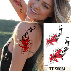 Female Temporary Tattoo Waterproof Sticker Rose Flower Butterfly Body Art