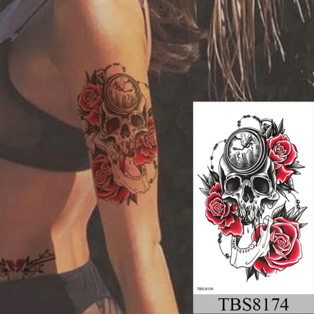 Female Temporary Tattoo Waterproof Sticker Rose Flower Butterfly Body Art