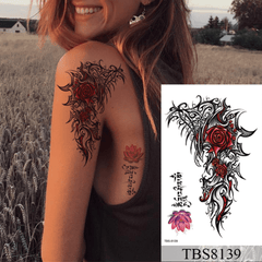 Female Temporary Tattoo Waterproof Sticker Rose Flower Butterfly Body Art