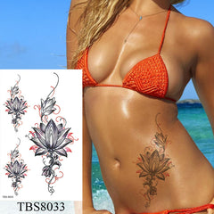 Female Temporary Tattoo Waterproof Sticker Rose Flower Butterfly Body Art