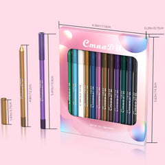 12 High Pigmented Eyelid Pen Set with Pearly & Matte Finish