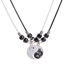 2Pcs Yin Yang Couple Bracelets Necklace Set Adjustable Braid Chain