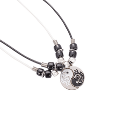 2Pcs Yin Yang Couple Bracelets Necklace Set Adjustable Braid Chain
