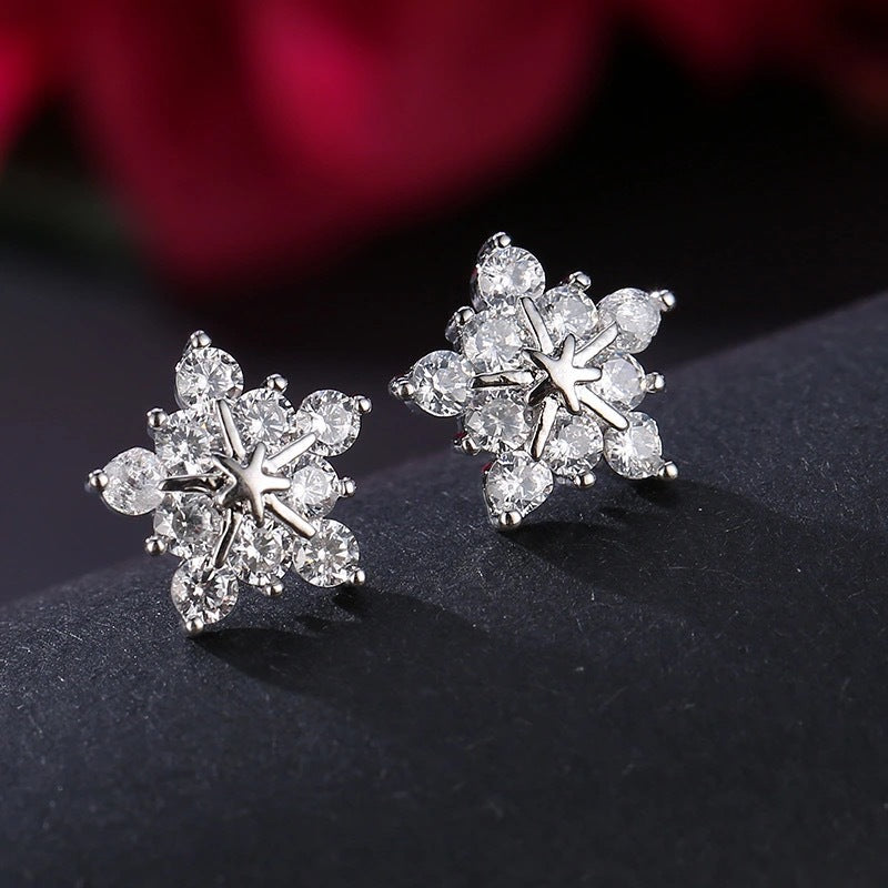 Rhinestone Snowflake Stud Earrings